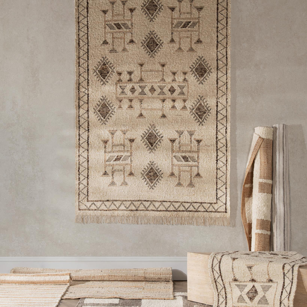 Gazi Ivory/Brown Multi Rug by Classic Home at Eve Furniture