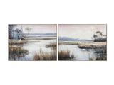 Gazing Egret 2 Green/Brown Canvas by Crestview at Eve Furniture