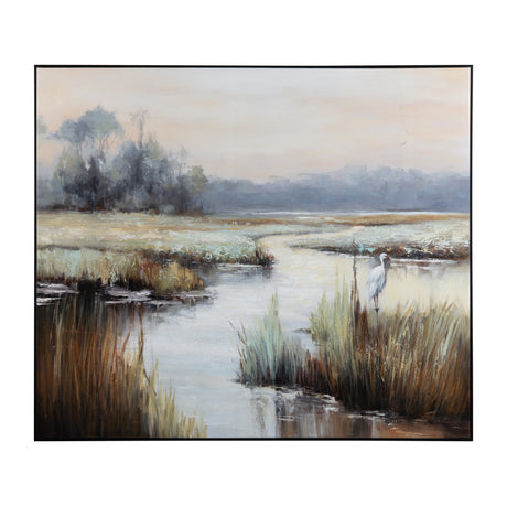 Gazing Egret Green/Brown Canvas by Crestview at Eve Furniture