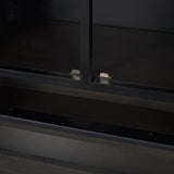 Gehry Dark Brown Metal Brown Wood and Glass Door Display Cabinet by Mercana at Eve Furniture