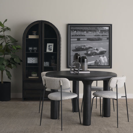 Gehry Dark Brown Metal Brown Wood and Glass Door Display Cabinet by Mercana at Eve Furniture