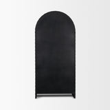Gehry Dark Brown Metal Brown Wood and Glass Door Display Cabinet by Mercana at Eve Furniture
