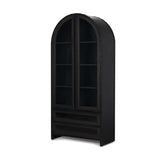 Gehry Dark Brown Metal Brown Wood and Glass Door Display Cabinet by Mercana at Eve Furniture