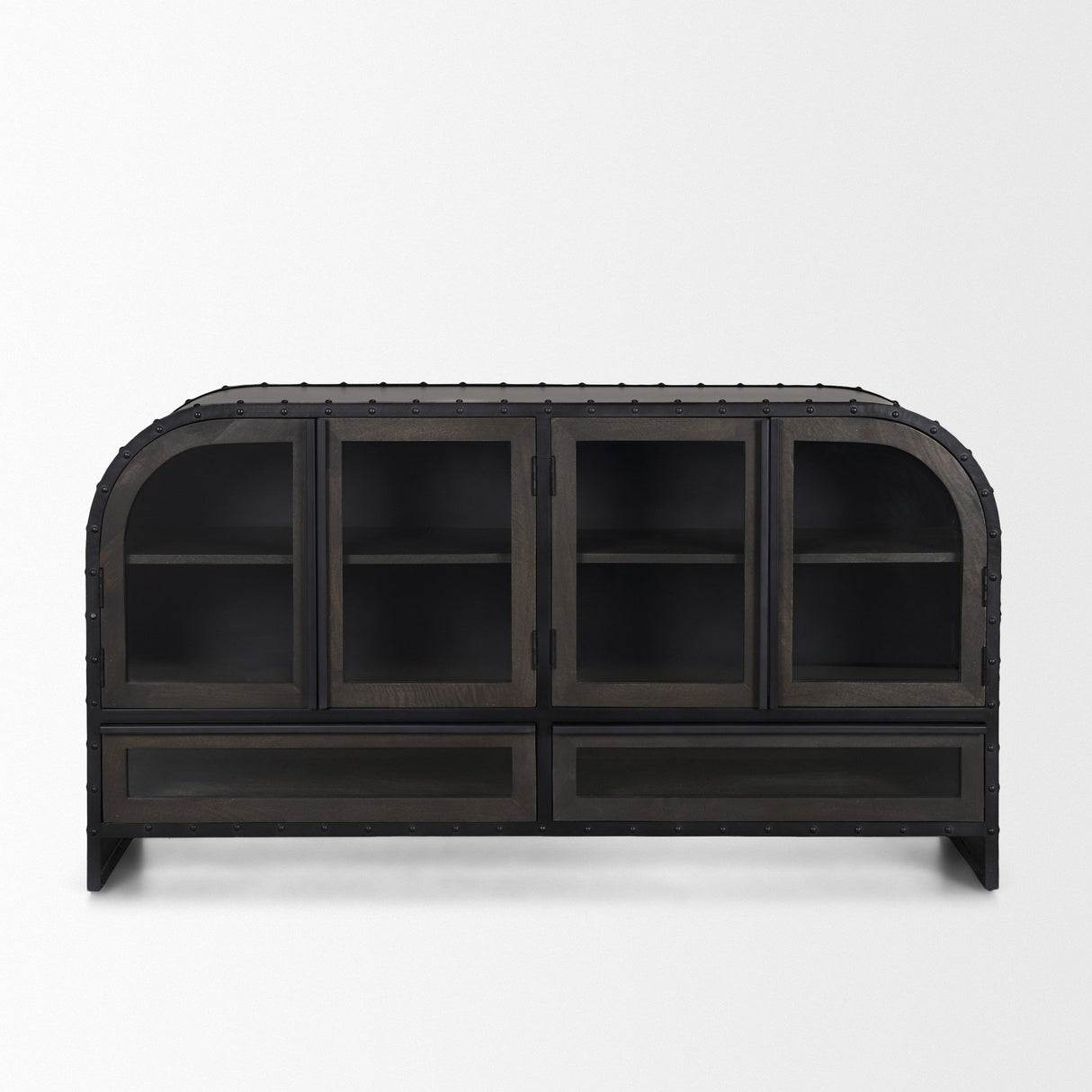 Gehry I Black Metal Frame w/Wood Accent 4 Cabinet Door Two Drawer Sideboard by Mercana at Eve Furniture
