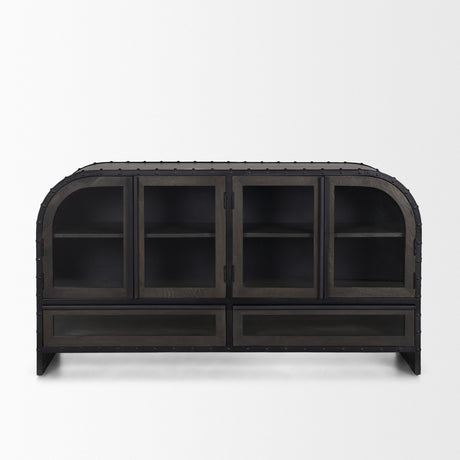 Gehry I Black Metal Frame w/Wood Accent 4 Cabinet Door Two Drawer Sideboard by Mercana at Eve Furniture