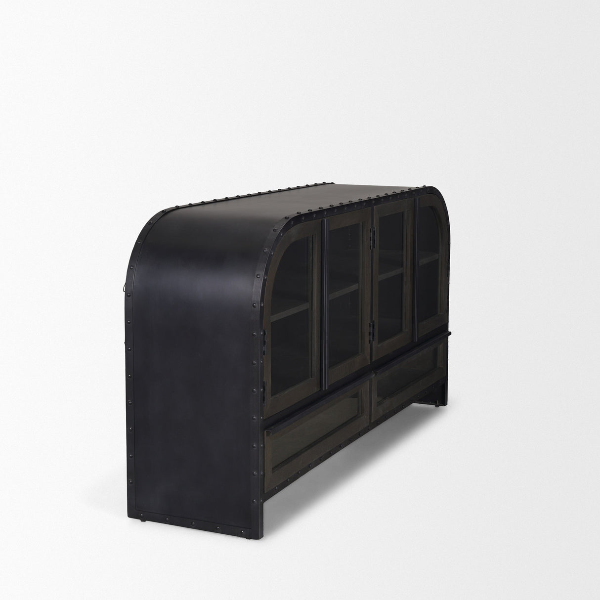 Gehry I Black Metal Frame w/Wood Accent 4 Cabinet Door Two Drawer Sideboard by Mercana at Eve Furniture