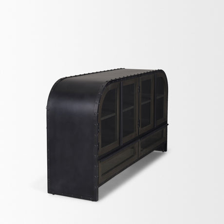 Gehry I Black Metal Frame w/Wood Accent 4 Cabinet Door Two Drawer Sideboard by Mercana at Eve Furniture