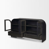 Gehry I Black Metal Frame w/Wood Accent 4 Cabinet Door Two Drawer Sideboard by Mercana at Eve Furniture