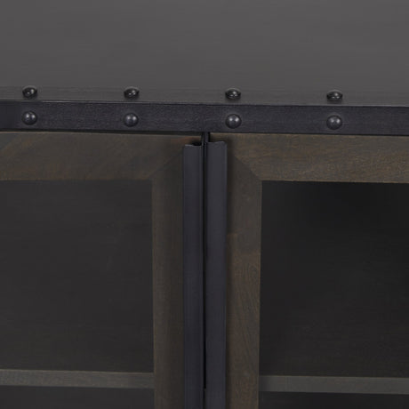 Gehry I Black Metal Frame w/Wood Accent 4 Cabinet Door Two Drawer Sideboard by Mercana at Eve Furniture