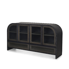 Gehry I Black Metal Frame w/Wood Accent 4 Cabinet Door Two Drawer Sideboard by Mercana at Eve Furniture