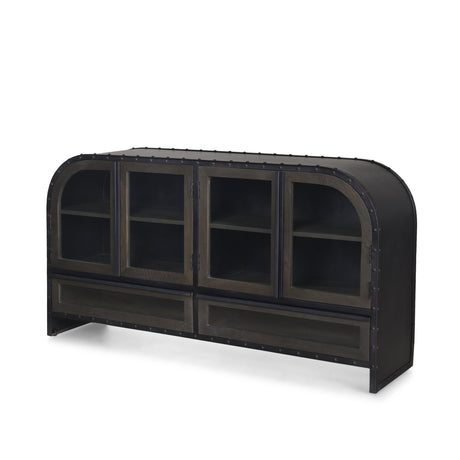 Gehry I Black Metal Frame w/Wood Accent 4 Cabinet Door Two Drawer Sideboard by Mercana at Eve Furniture