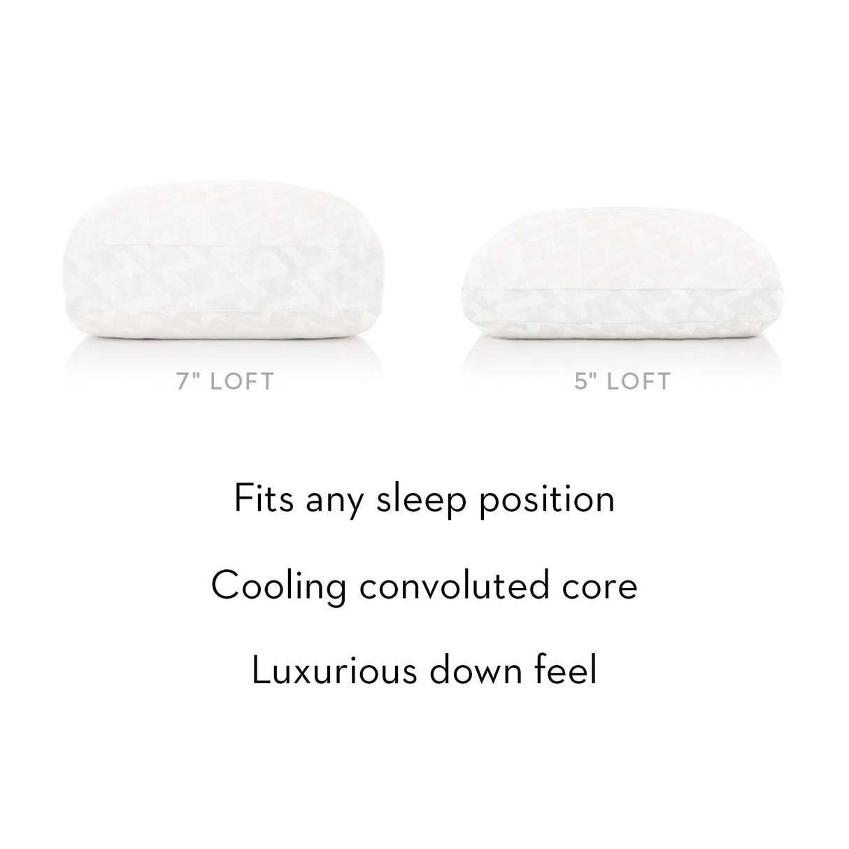 Gel Convolution White Queen High Loft Pillow by Malouf at Eve Furniture