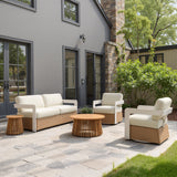 Gelo White & Brown Outdoor Sofa by Zuomod at Eve Furniture