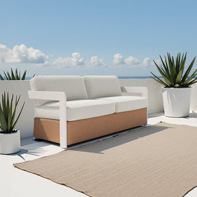 Gelo White & Brown Outdoor Sofa by Zuomod at Eve Furniture