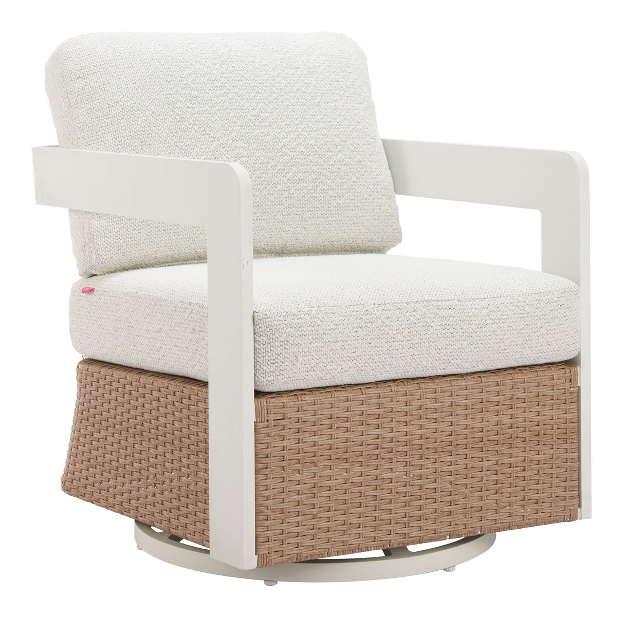 Gelo White & Brown Outdoor Swivel Chair by Zuomod at Eve Furniture