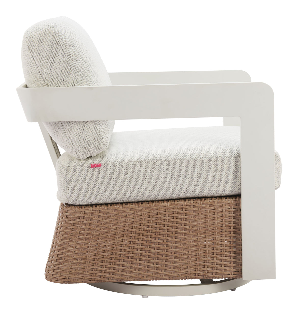 Gelo White & Brown Outdoor Swivel Chair by Zuomod at Eve Furniture