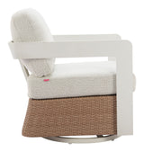 Gelo White & Brown Outdoor Swivel Chair by Zuomod at Eve Furniture
