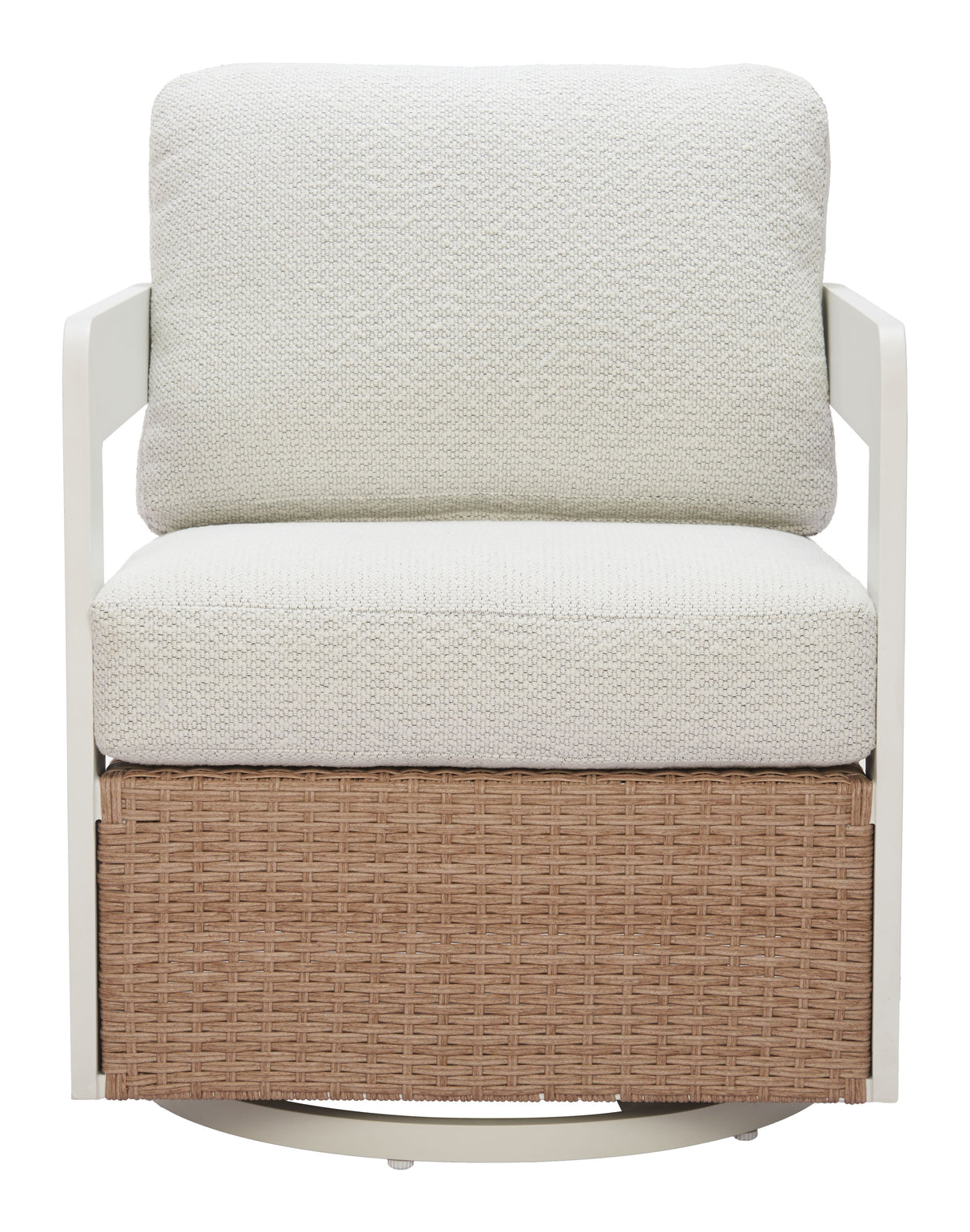 Gelo White & Brown Outdoor Swivel Chair by Zuomod at Eve Furniture