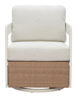 Gelo White & Brown Outdoor Swivel Chair by Zuomod at Eve Furniture