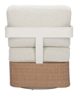 Gelo White & Brown Outdoor Swivel Chair by Zuomod at Eve Furniture
