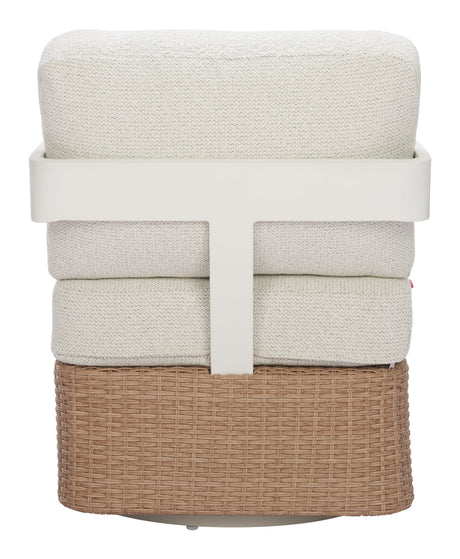 Gelo White & Brown Outdoor Swivel Chair by Zuomod at Eve Furniture