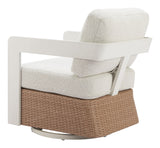 Gelo White & Brown Outdoor Swivel Chair by Zuomod at Eve Furniture