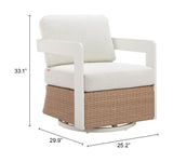 Gelo White & Brown Outdoor Swivel Chair by Zuomod at Eve Furniture