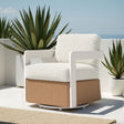 Gelo White & Brown Outdoor Swivel Chair by Zuomod at Eve Furniture