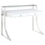 Gemma Glossy White/Chrome 2-Drawer Writing Desk