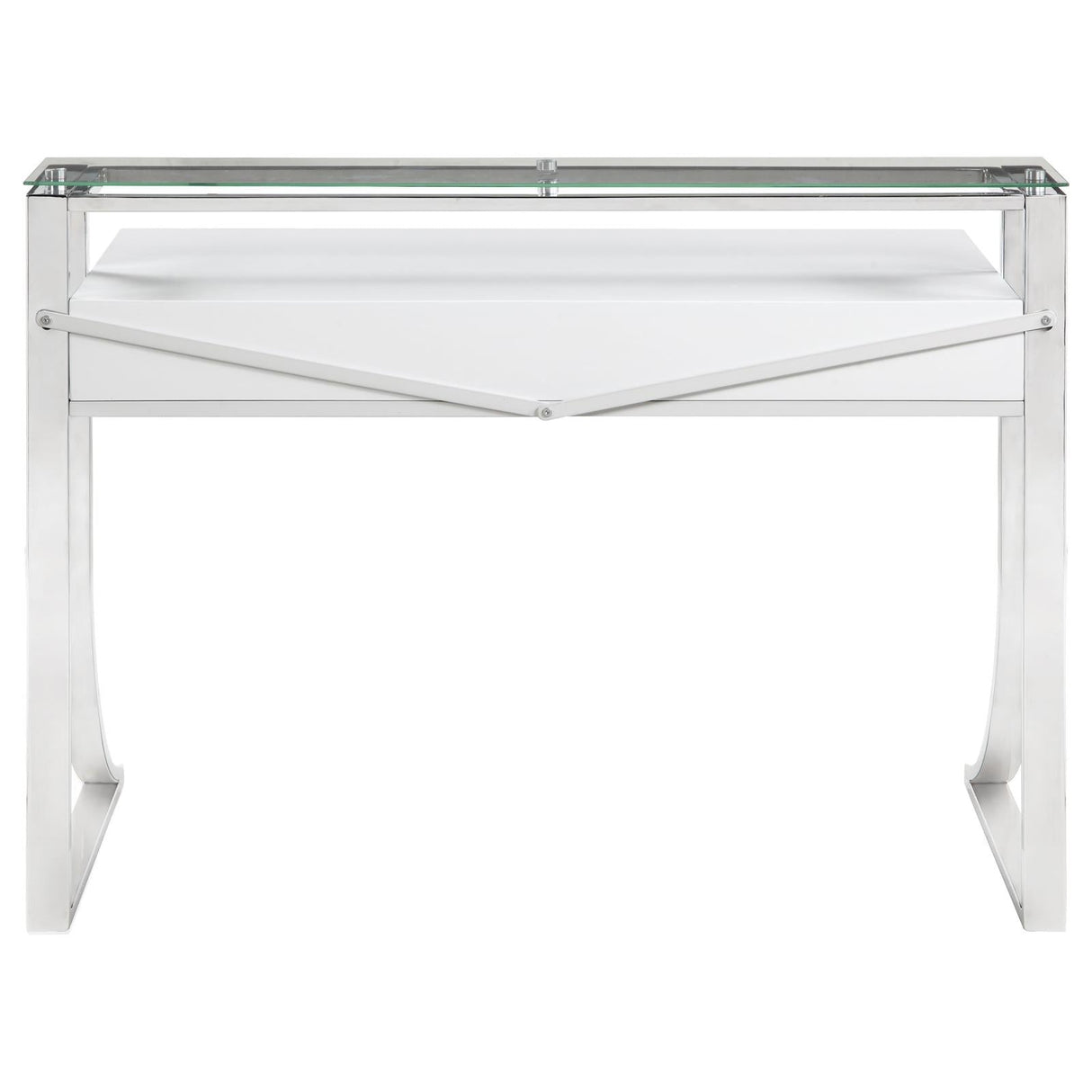 Gemma Glossy White/Chrome 2-Drawer Writing Desk