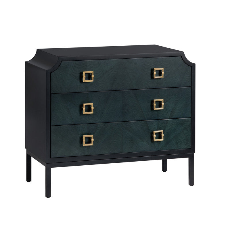 Gemma Black/Blue Three-Drawer Chest by Crestview at Eve Furniture