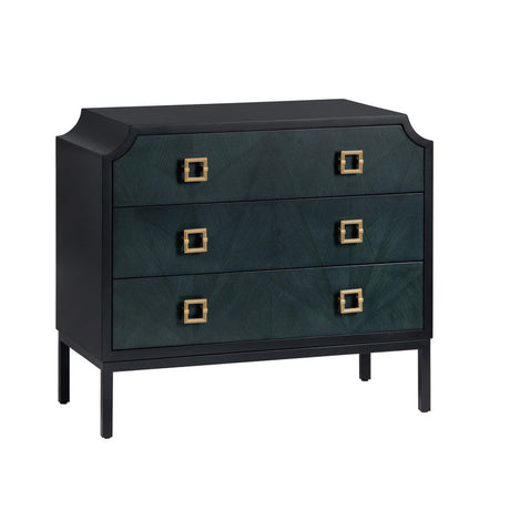 Gemma Black/Blue Three-Drawer Chest by Crestview at Eve Furniture