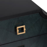 Gemma Black/Blue Three-Drawer Chest by Crestview at Eve Furniture