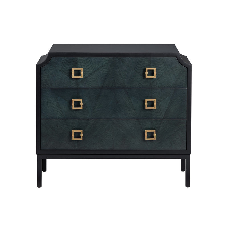 Gemma Black/Blue Three-Drawer Chest by Crestview at Eve Furniture