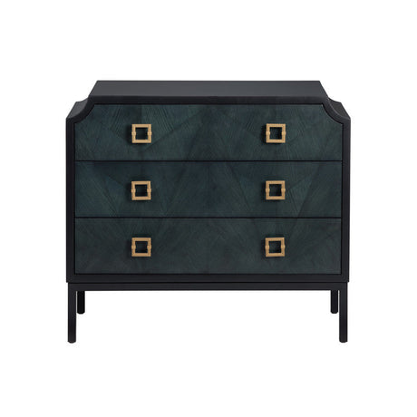 Gemma Black/Blue Three-Drawer Chest by Crestview at Eve Furniture