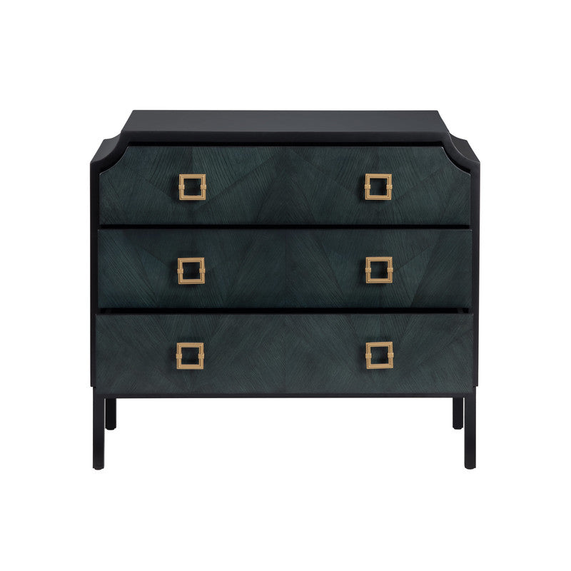 Gemma Black/Blue Three-Drawer Chest by Crestview at Eve Furniture