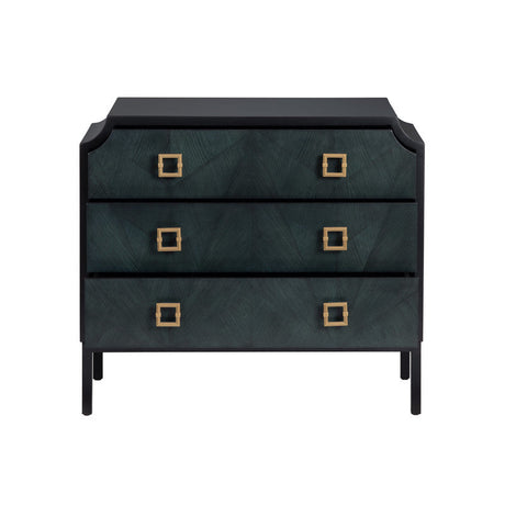 Gemma Black/Blue Three-Drawer Chest by Crestview at Eve Furniture