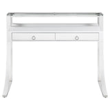 Gemma Glossy White/Chrome 2-Drawer Writing Desk by Coaster at Eve Furniture
