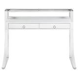 Gemma Glossy White/Chrome 2-Drawer Writing Desk by Coaster at Eve Furniture