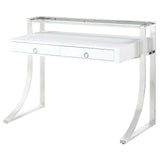 Gemma Glossy White/Chrome 2-Drawer Writing Desk by Coaster at Eve Furniture