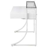 Gemma Glossy White/Chrome 2-Drawer Writing Desk by Coaster at Eve Furniture