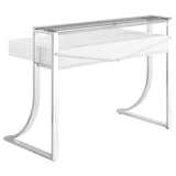 Gemma Glossy White/Chrome 2-Drawer Writing Desk by Coaster at Eve Furniture