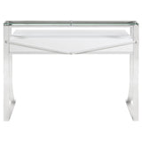 Gemma Glossy White/Chrome 2-Drawer Writing Desk by Coaster at Eve Furniture