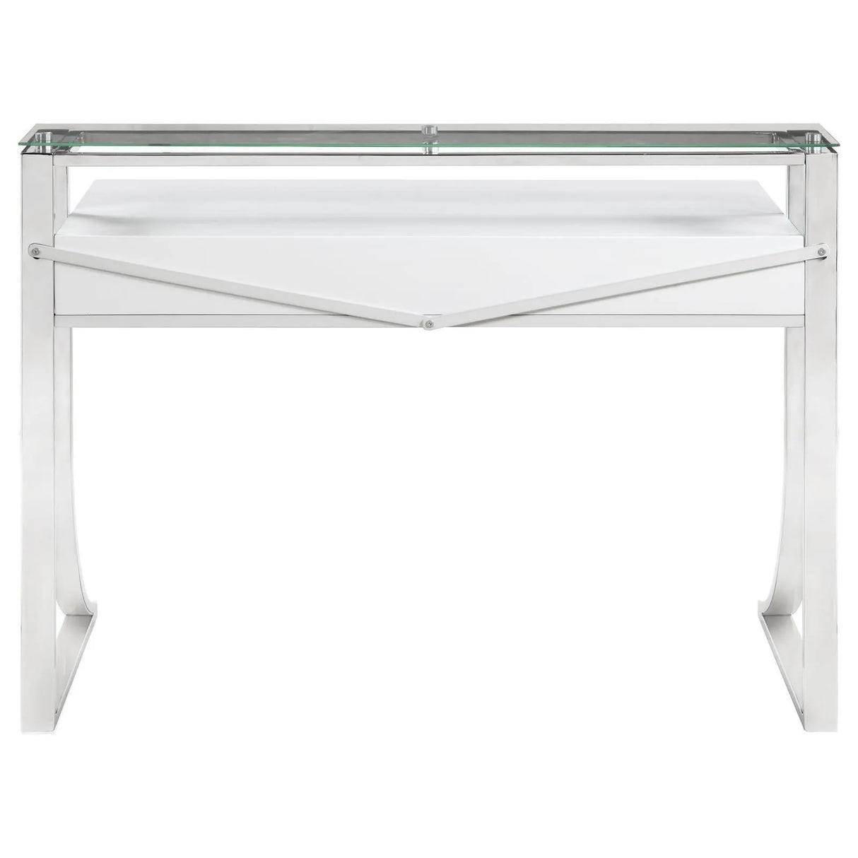 Gemma Glossy White/Chrome 2-Drawer Writing Desk by Coaster at Eve Furniture