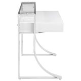 Gemma Glossy White/Chrome 2-Drawer Writing Desk by Coaster at Eve Furniture