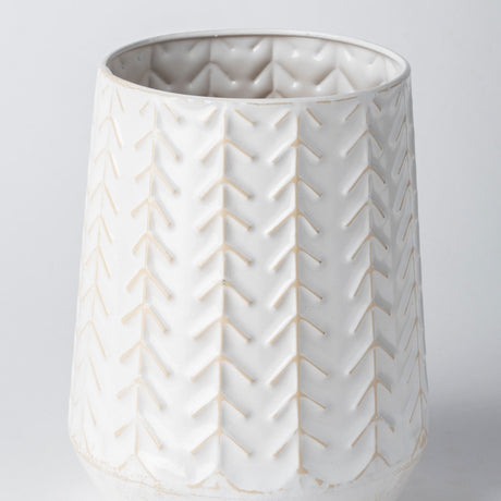 Gemma II Metal Glossy White Chevron Vase by Mercana at Eve Furniture