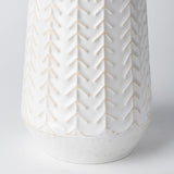 Gemma II Metal Glossy White Chevron Vase by Mercana at Eve Furniture