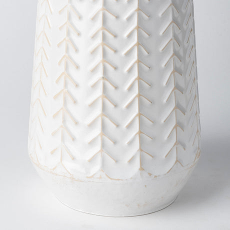 Gemma II Metal Glossy White Chevron Vase by Mercana at Eve Furniture