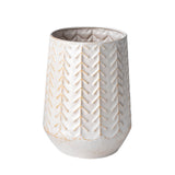 Gemma II Metal Glossy White Chevron Vase by Mercana at Eve Furniture