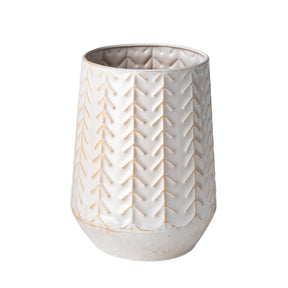 Gemma II Metal Glossy White Chevron Vase by Mercana at Eve Furniture